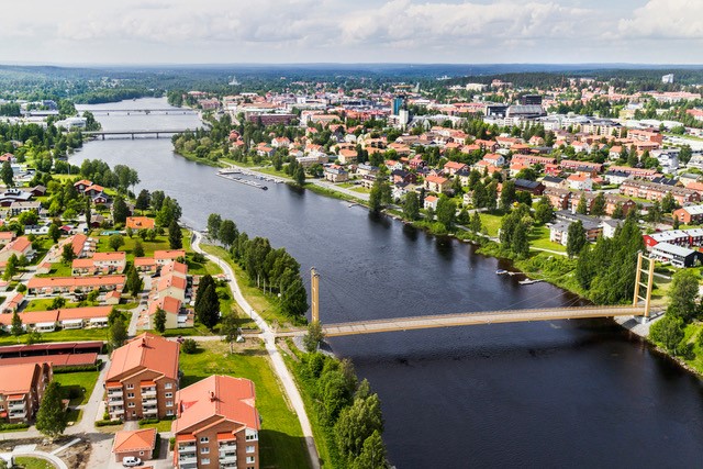 Drönarbild över Skellefteå