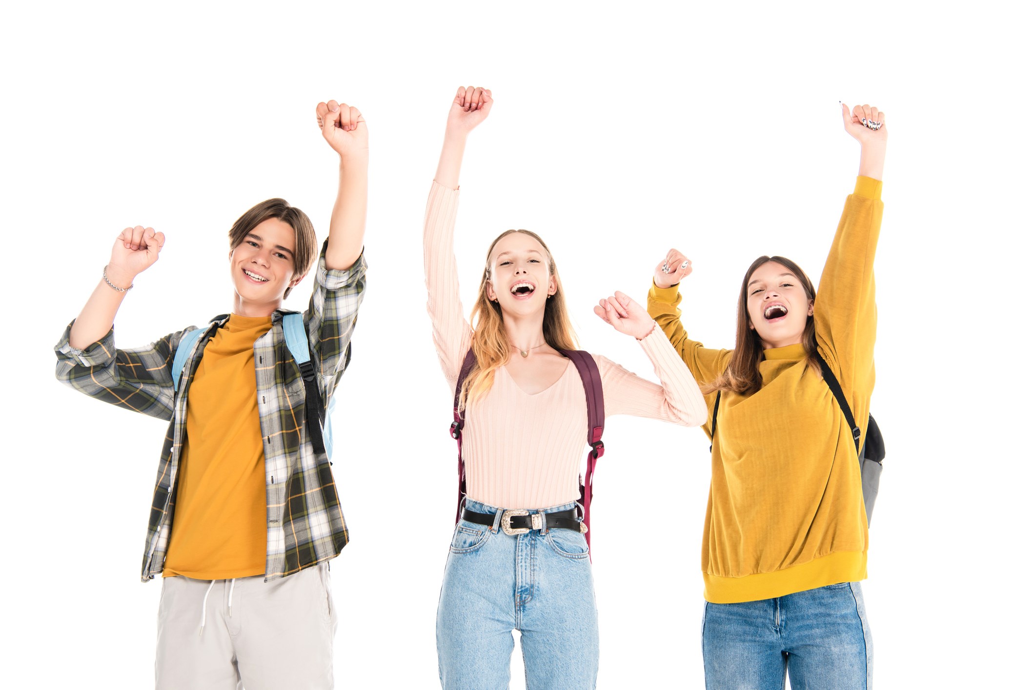 Young people with their hands in the air